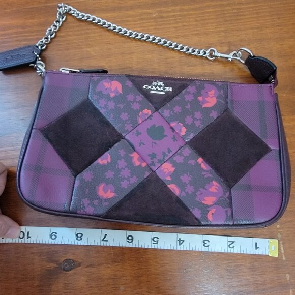 Coach Nolita Patchwork Floral Leather & Suede Wristlet/Mini Purse - Picture 4 of 13